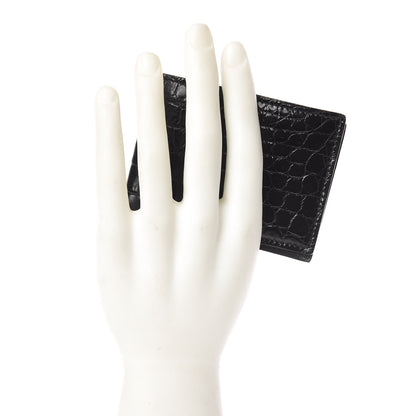 Gucci Crocodile Bi-Fold Wallet Black 2 of 9