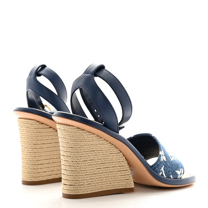 Louis Vuitton Monogram Denim Maia Wedge Sandal 37 4 of 7