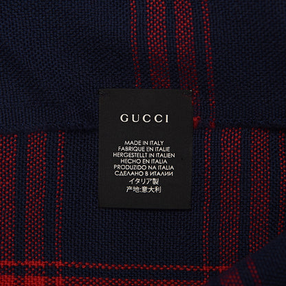 Gucci Wool Jacquard All Roses Scarf Blue Red 4 of 5