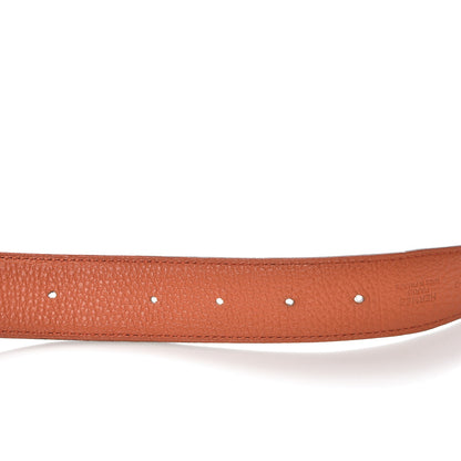 Hermes Box Togo Reversible Belt Strap 85 Orange Chocolate 7 of 9