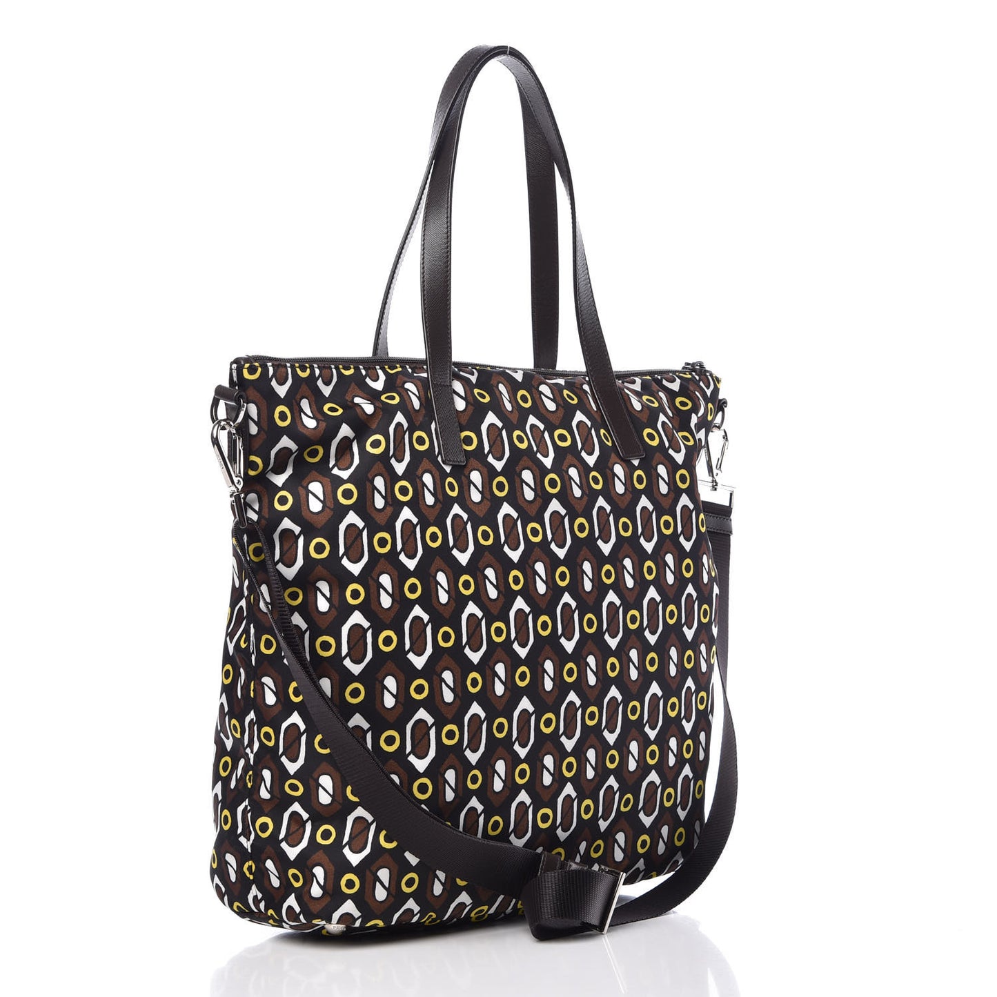 Tessuto Stampato Nylon Saffiano Print Tote Cacao