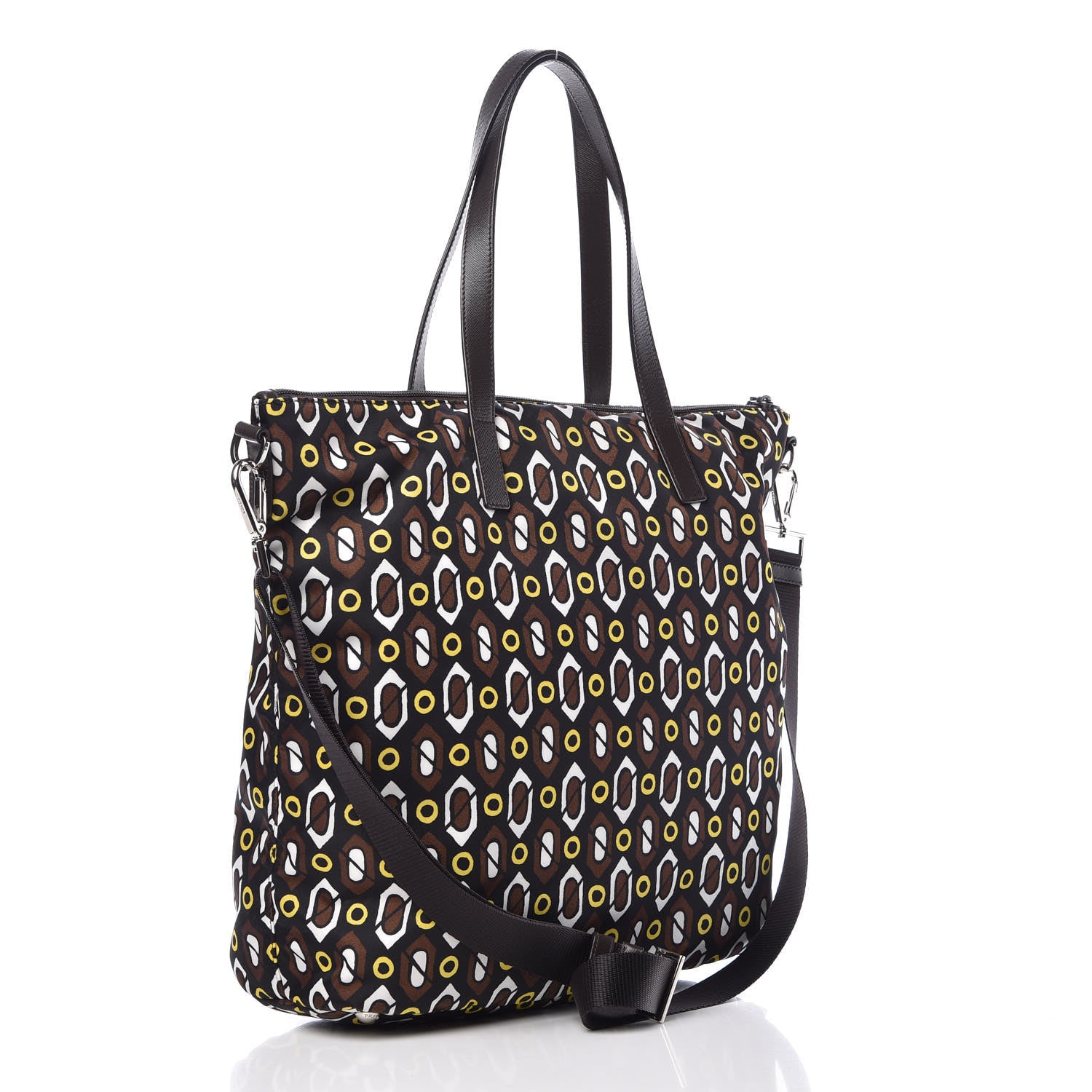 Prada Tessuto Stampato Nylon Saffiano Print Tote Cacao 4 of 10