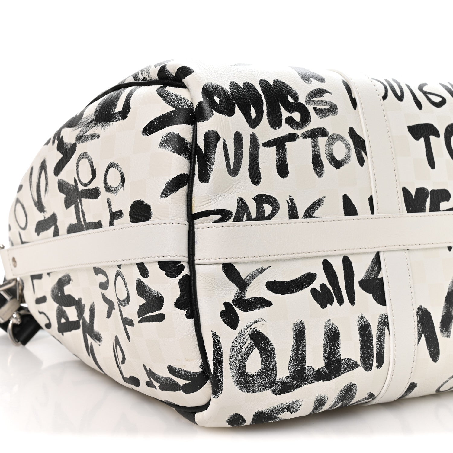 Louis Vuitton Cowhide Damier LV Dynasty Keepall Bandouliere 50 White Black 7 of 8