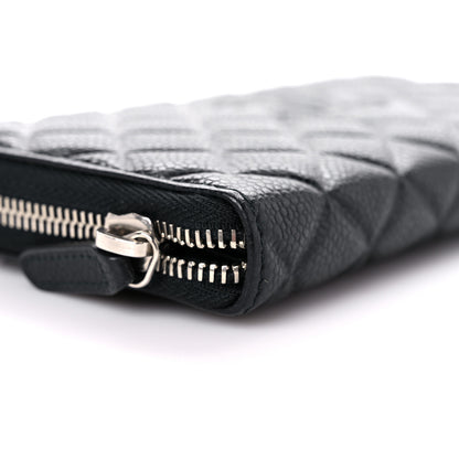 Chanel Caviar Quilted Diamond CC Gusset Zip Around Wallet Black 9 of 11
