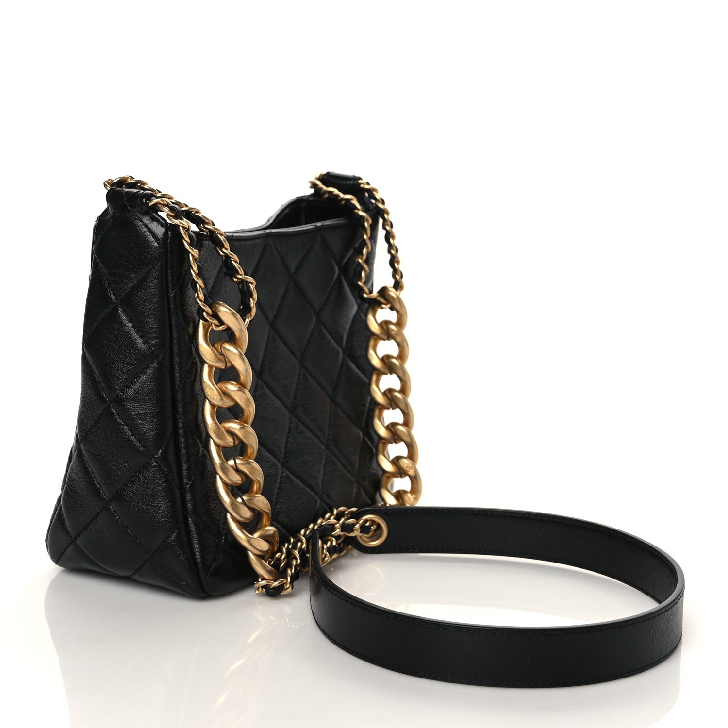 Chanel Lambskin Quilted Multi Chain Hobo Black 2 of 9