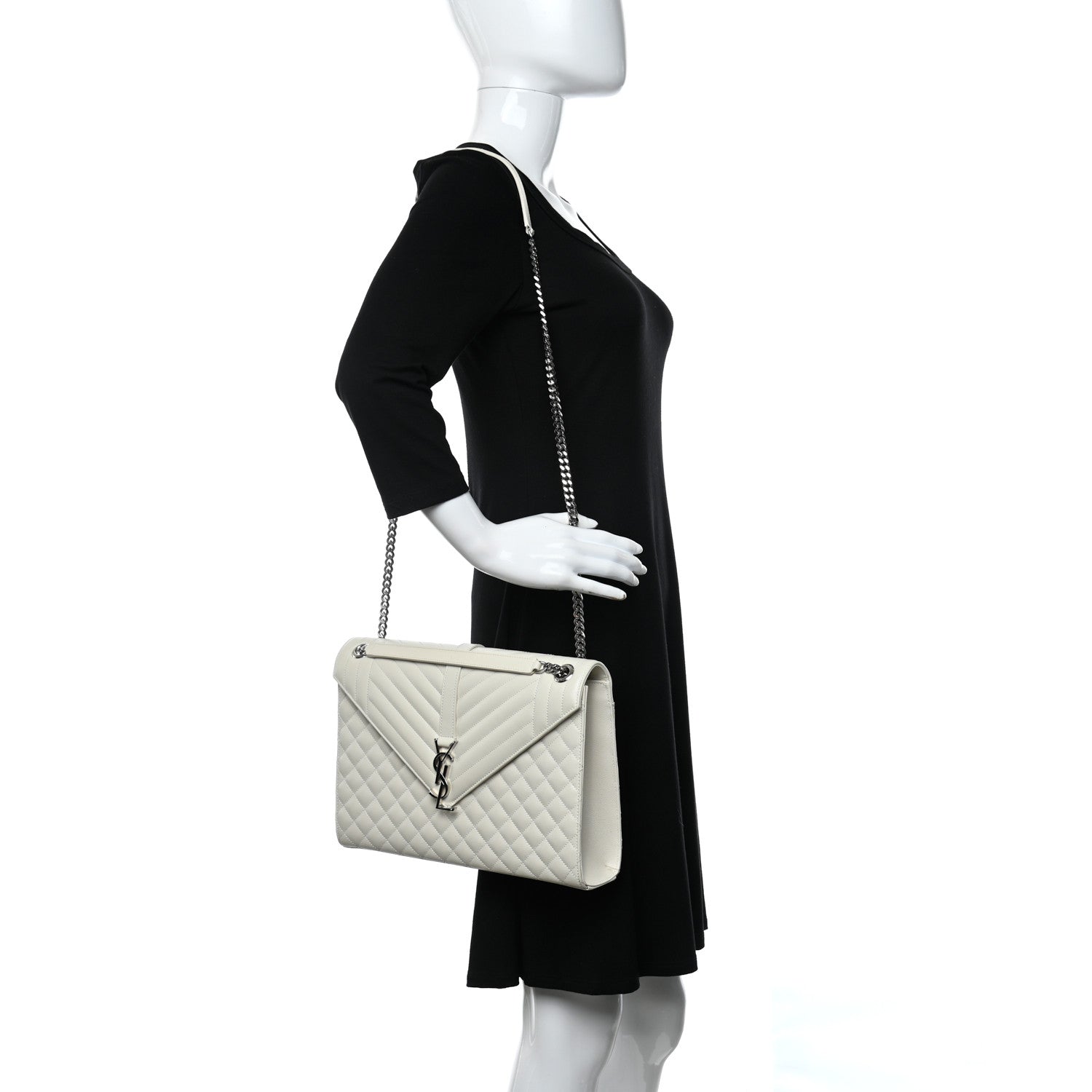 Saint Laurent Grain De Poudre Large Tri-Quilt Monogram Satchel Porcellana 3 of 11