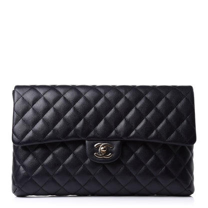 Chanel Caviar Quilted Flap Clutch Navy 1 of 12