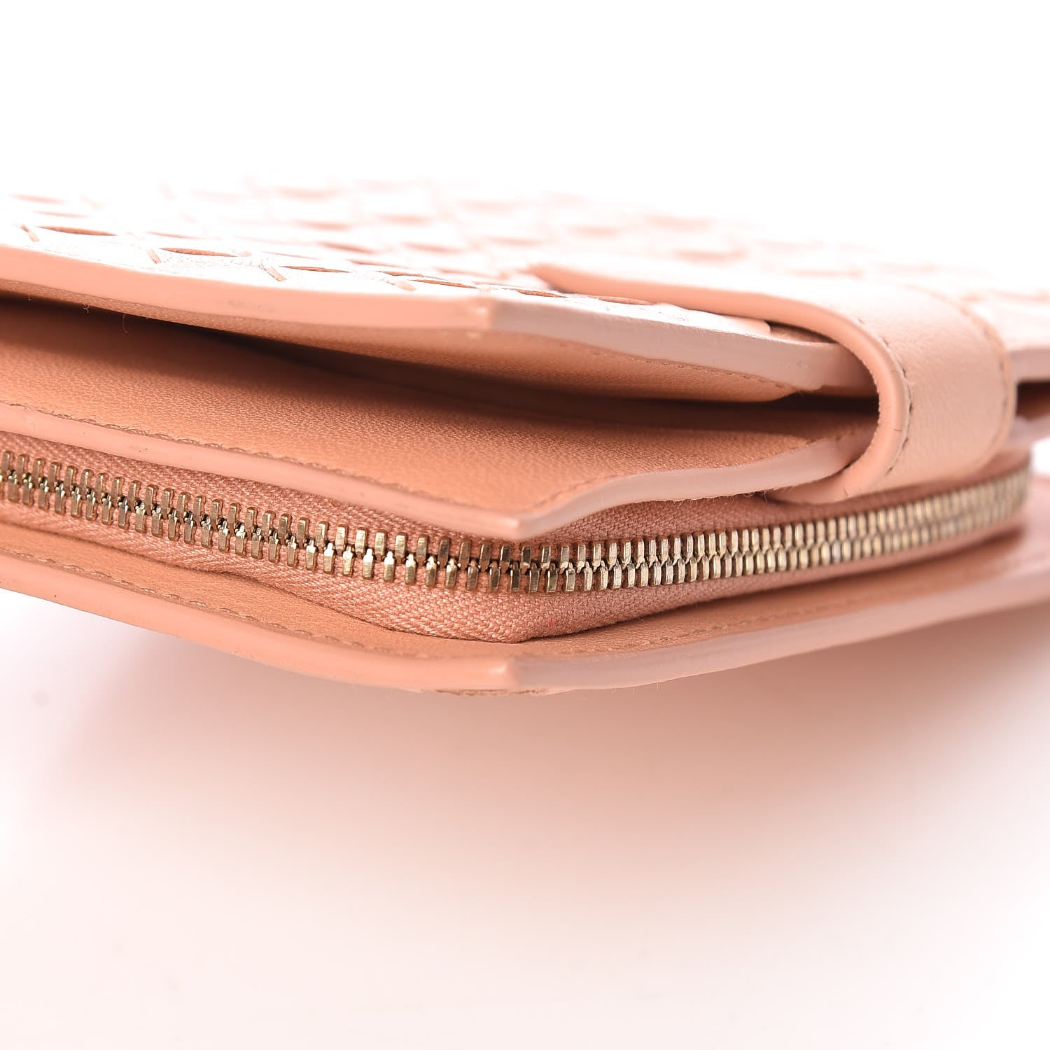 Bottega Veneta Nappa Intrecciato French Compact Wallet Peach 9 of 11
