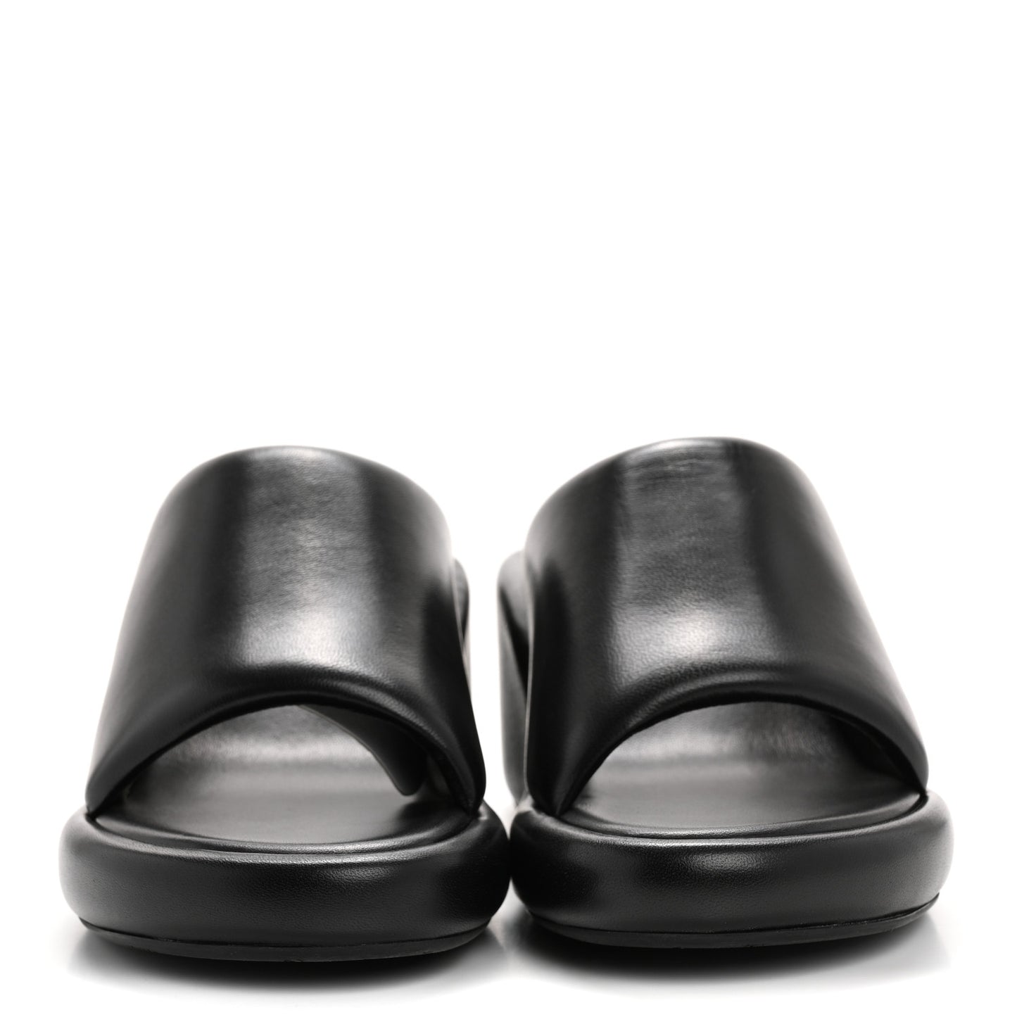 Smooth Nappa Logo Rise Wedge Sandals 36 Black