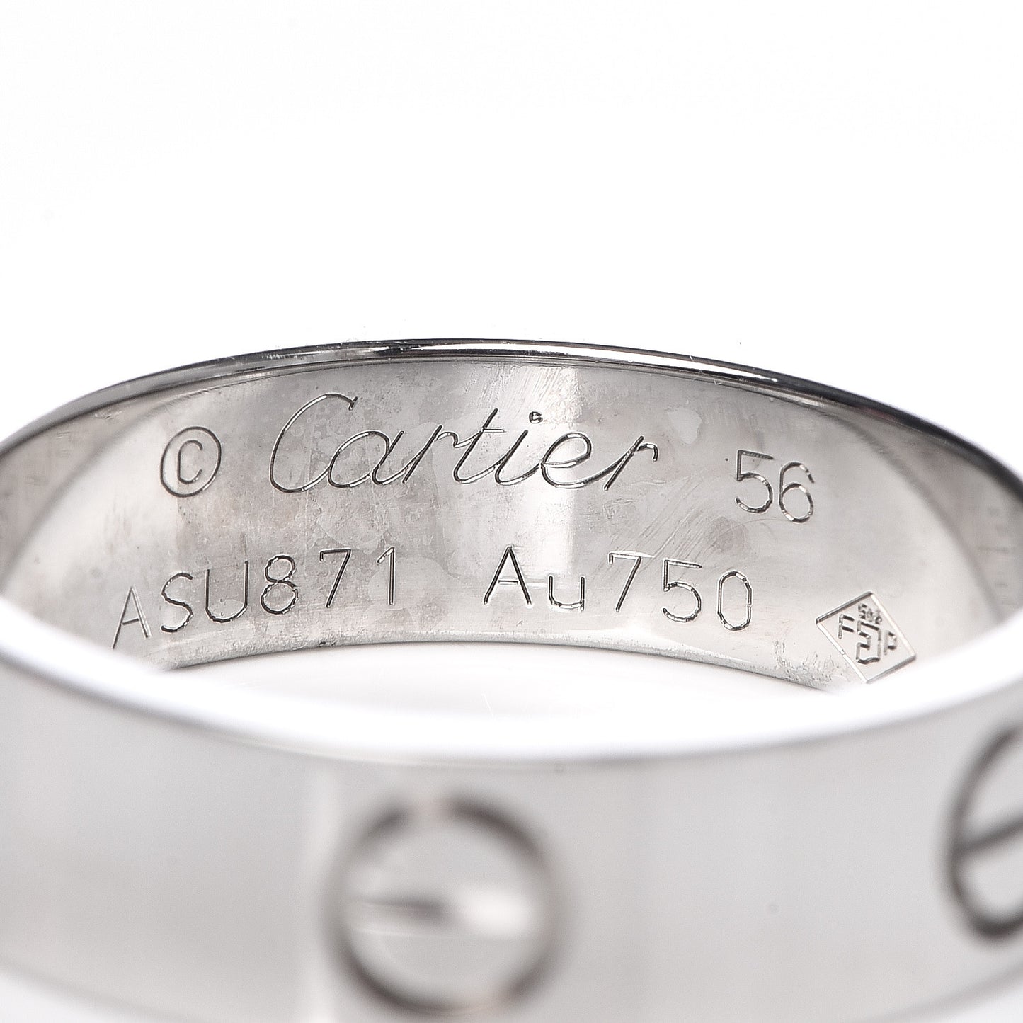 18K White Gold 5.5mm LOVE Ring 56 7.75