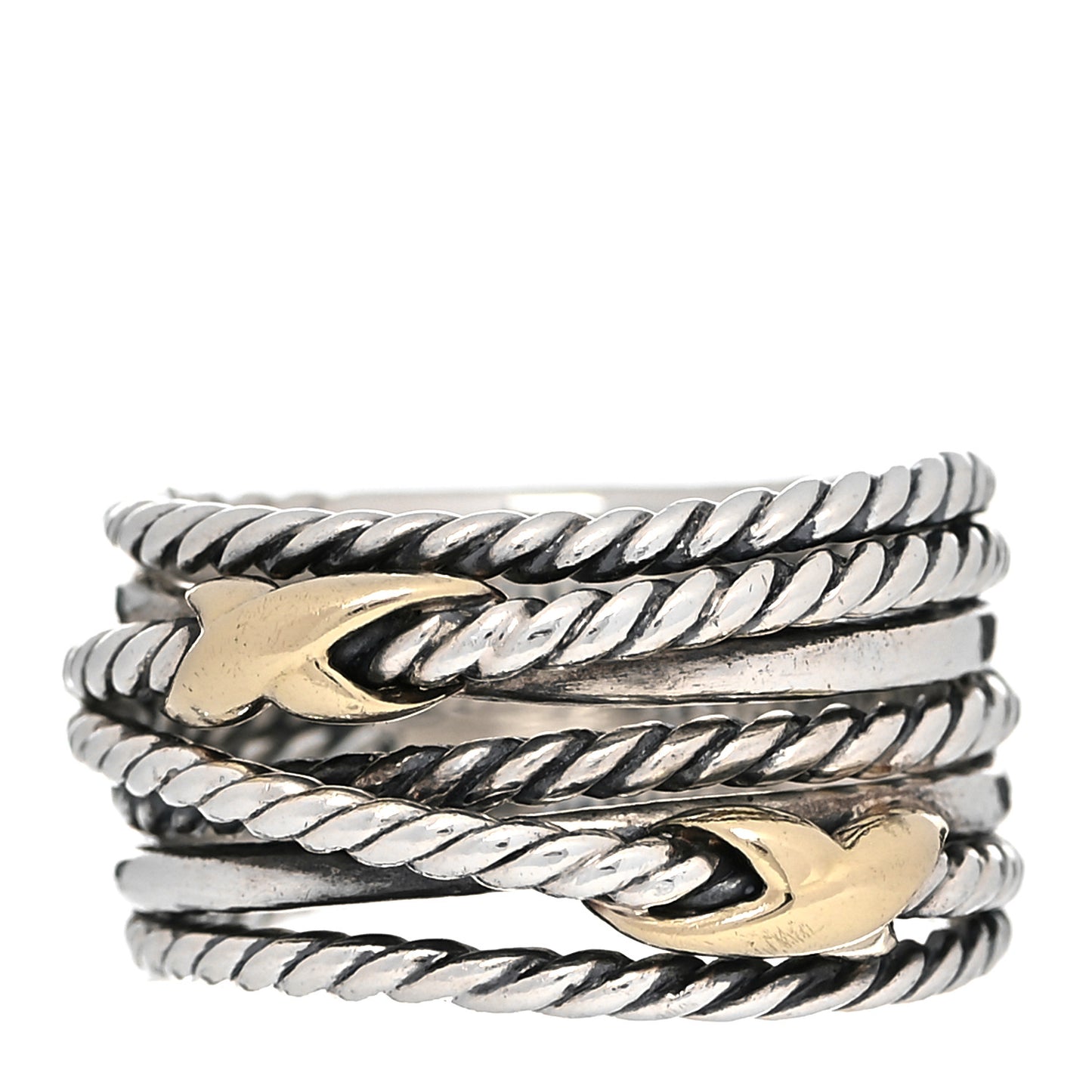 Sterling Silver 18K Yellow Gold Double X Crossover Ring 52 6