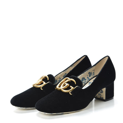 Gucci Softy Velvet GG Victoire 55mm Loafer Pumps 36.5 Black 3 of 8