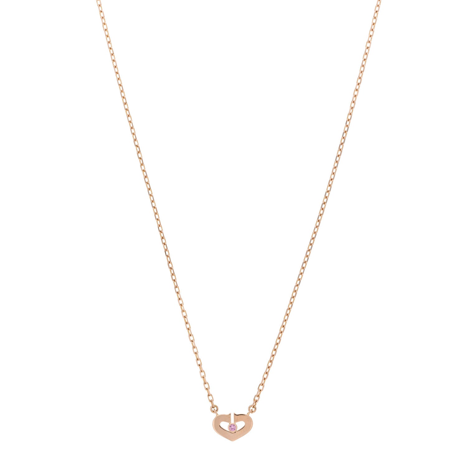 Cartier 18K Pink Gold Pink Sapphire XS Hearts and Symbols Necklace 1 of 4