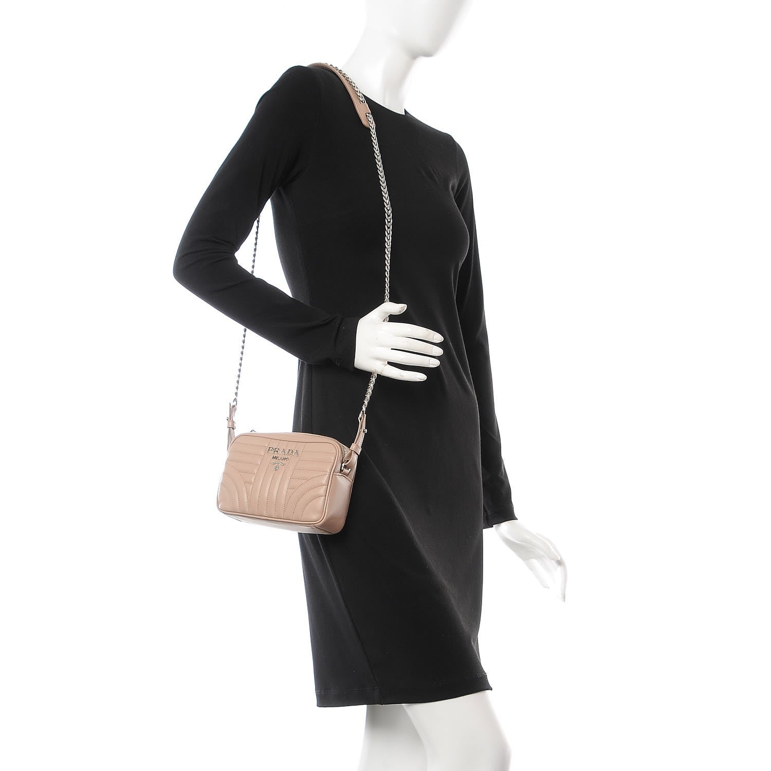 Prada Soft Calfskin Diagramme Crossbody Bag Cipria 2 of 7