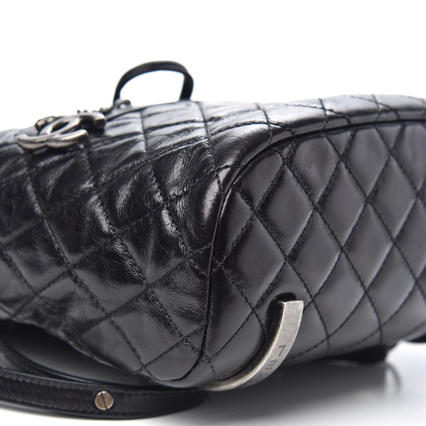 Glazed Calfskin Quilted Small Salzburg Mountain Backpack Black