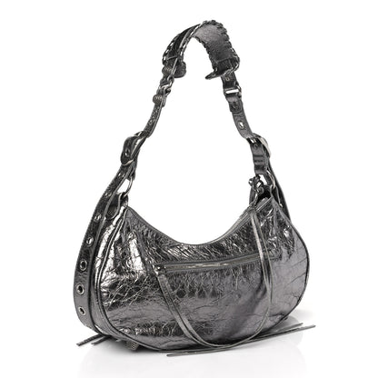 Balenciaga Metallic Agneau Arena Small Le Cagole Shoulder Bag Silver 3 of 9