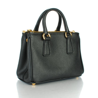 Prada Saffiano Mini Galleria Double Zip Tote Black 3 of 8