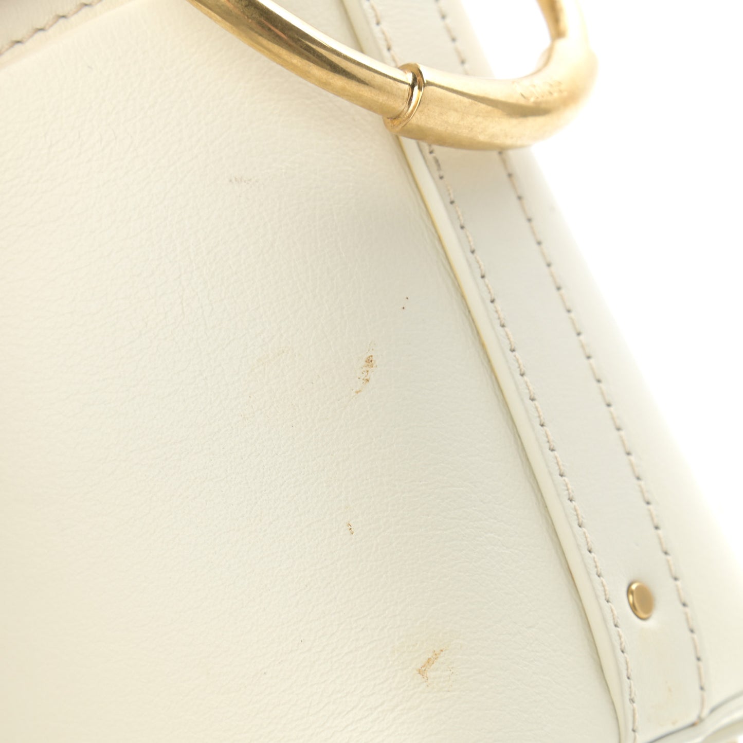 Smooth Calfskin Small Roy Bucket Bag Natural White