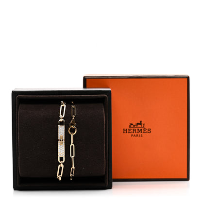 Hermes 18K Rose Gold Diamond Pave Kelly Chaine Choker Necklace 6 of 6