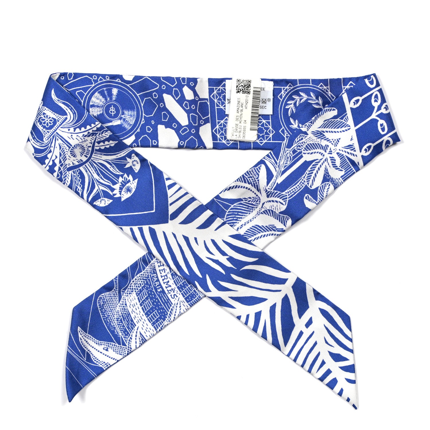 Hermes Silk La Danse Des Amazone Twilly Bleu Moyen White 1 of 4