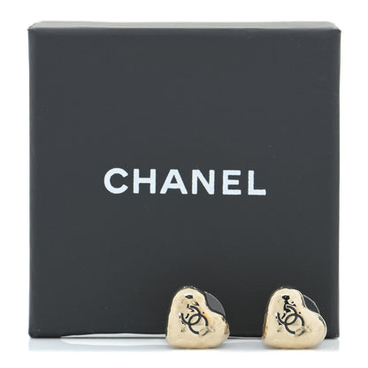 Chanel CC Heart Earrings Gold 9 of 10