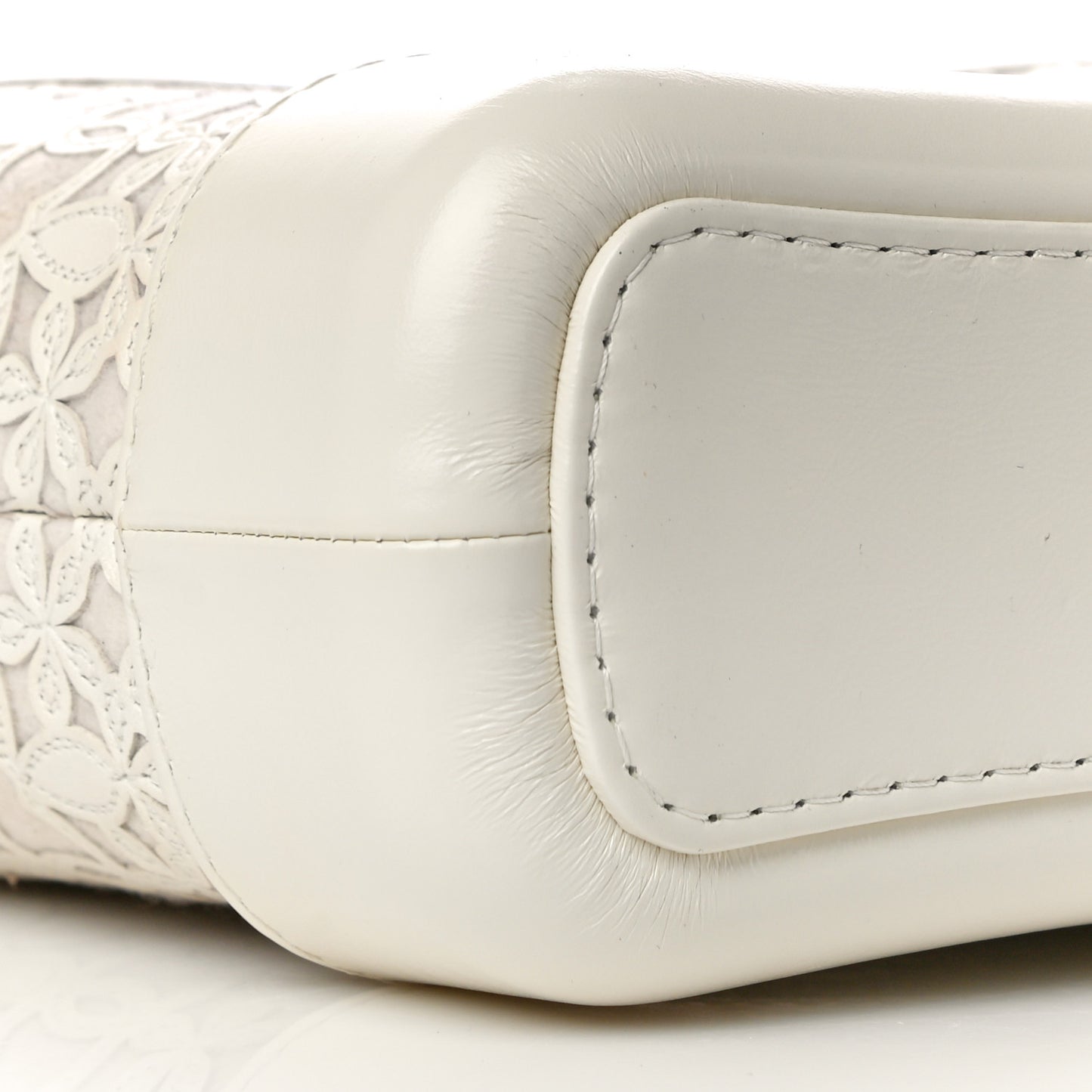 Calfskin Wool Felt Embossed Small Gabrielle Logo Hobo White