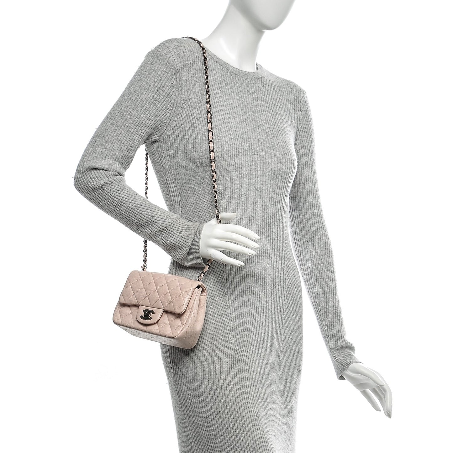 Caviar Quilted Mini Square Flap Pink