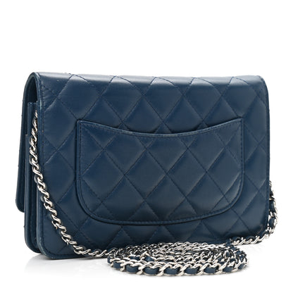 Chanel Lambskin Quilted Wallet On Chain WOC Blue 2 of 15