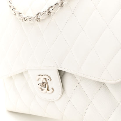 Chanel Caviar Quilted Jumbo Double Flap White 11 of 20