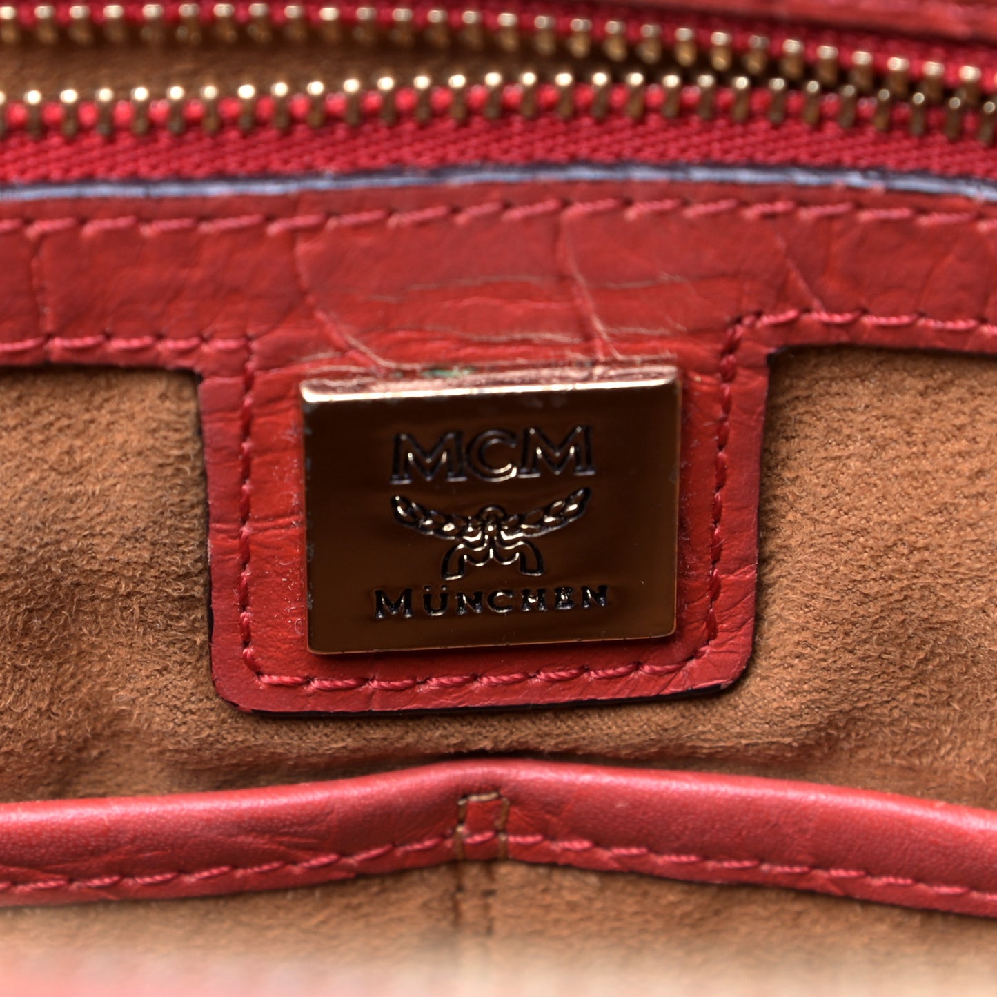 Calfskin Crocodile Embossed Tote Ruby Red