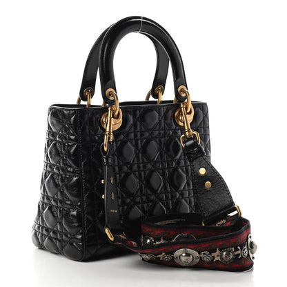 Christian Dior Crinkled Patent Cannage Medium Bohemian Lady Dior Black 2 of 7