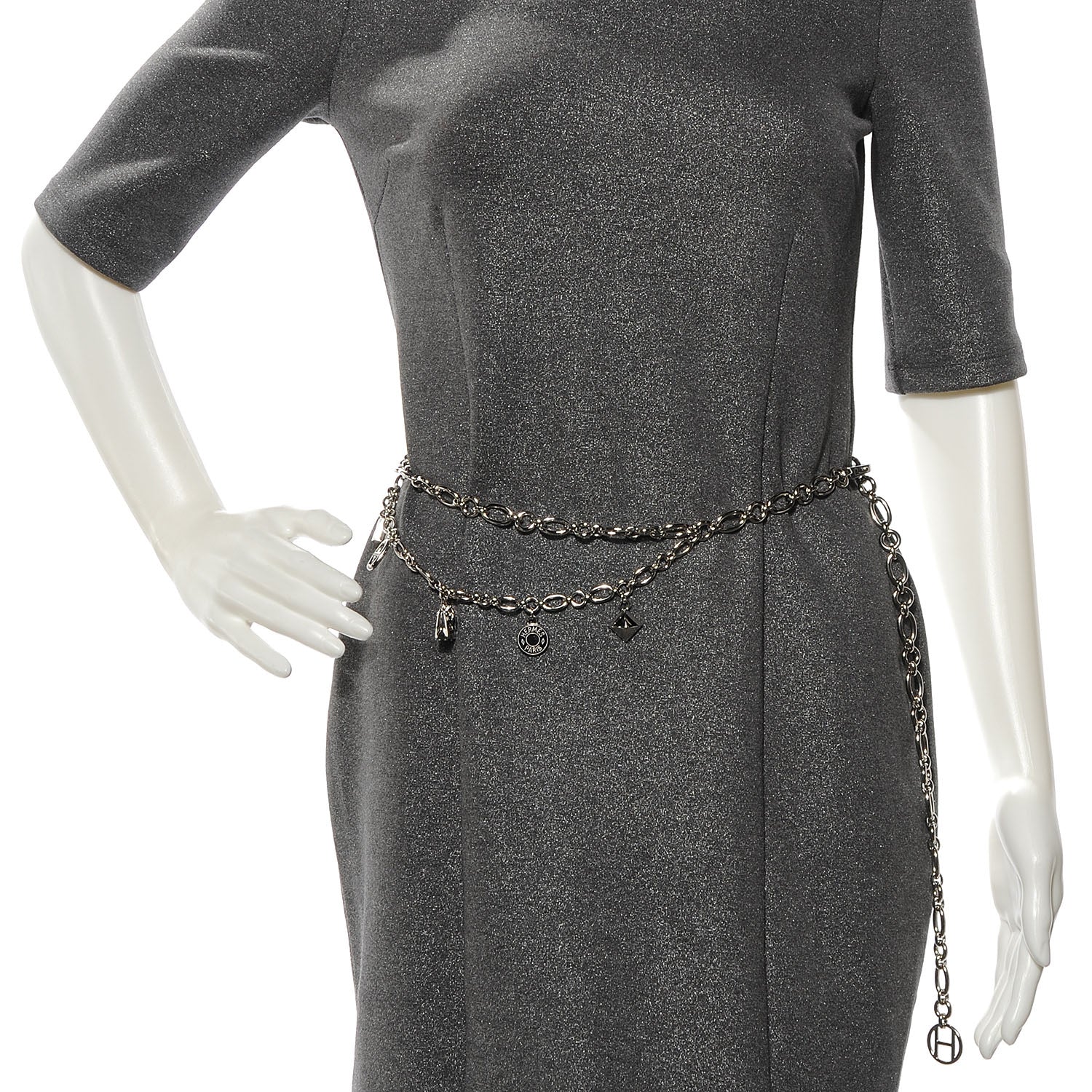 Hermes Palladium Silver Olga 5 Charms Chain Belt 2 of 6