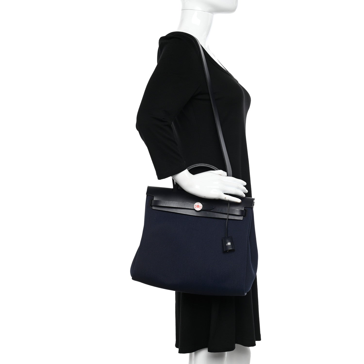 Hermes Military Toile Vache Hunter Laque Horseshoe Herbag Zip PM 31 Deep Blue Indigo 2 of 11
