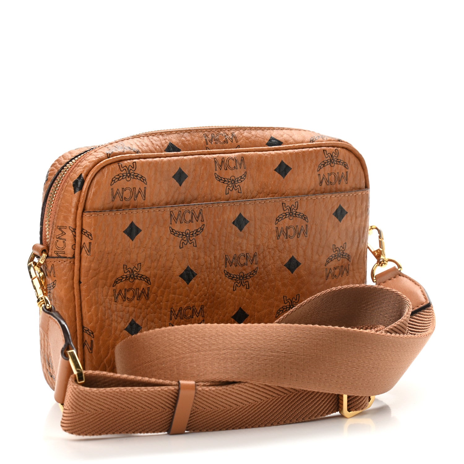 MCM Visetos Klassik Crossbody Bag Cognac 3 of 12