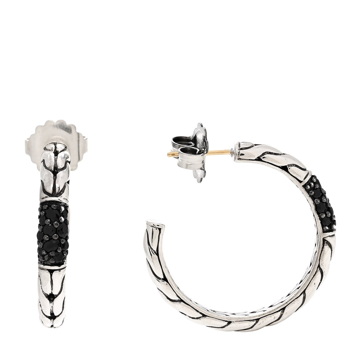 Sterling Silver Black Sapphire Hoop Earrings