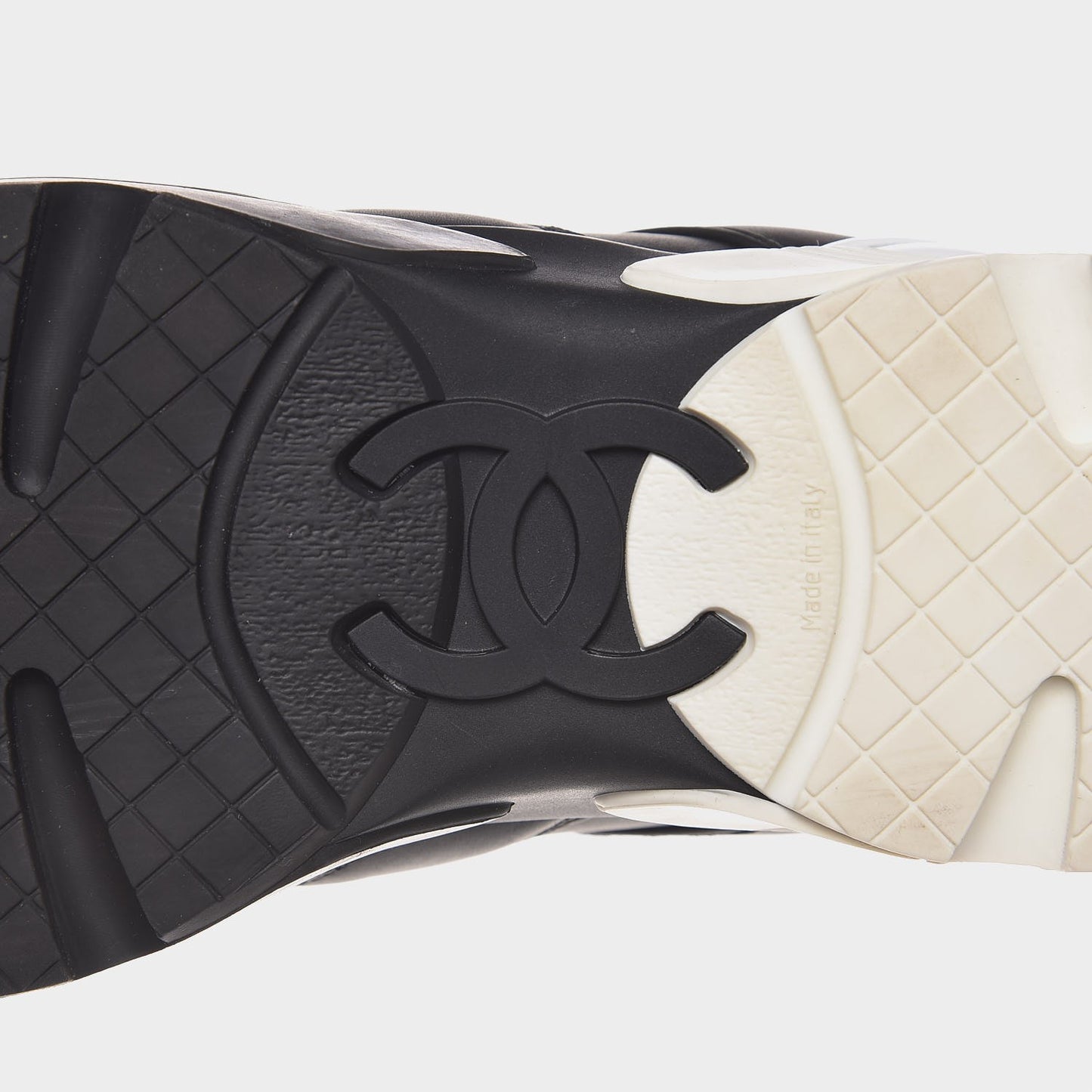Calfskin Neoprene CC Sneakers 37.5 Black White