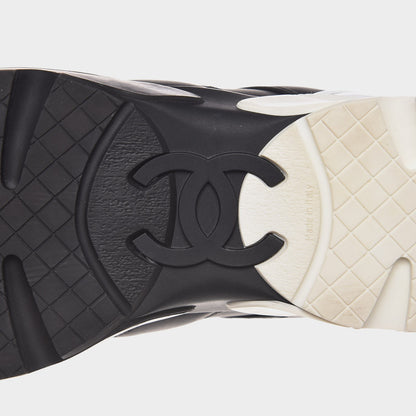 Chanel Calfskin Neoprene CC Sneakers 37.5 Black White 6 of 9