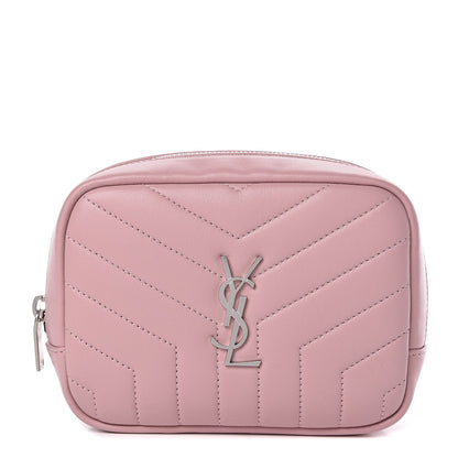 Saint Laurent Lambskin Y Quilted Monogram Loulou Cosmetic Case Tender Pink 1 of 6