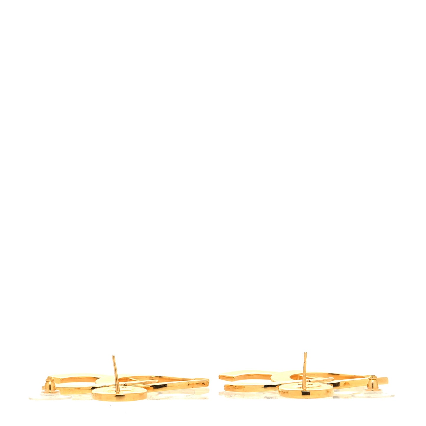 Metal Large Paris Button Earrings Gold