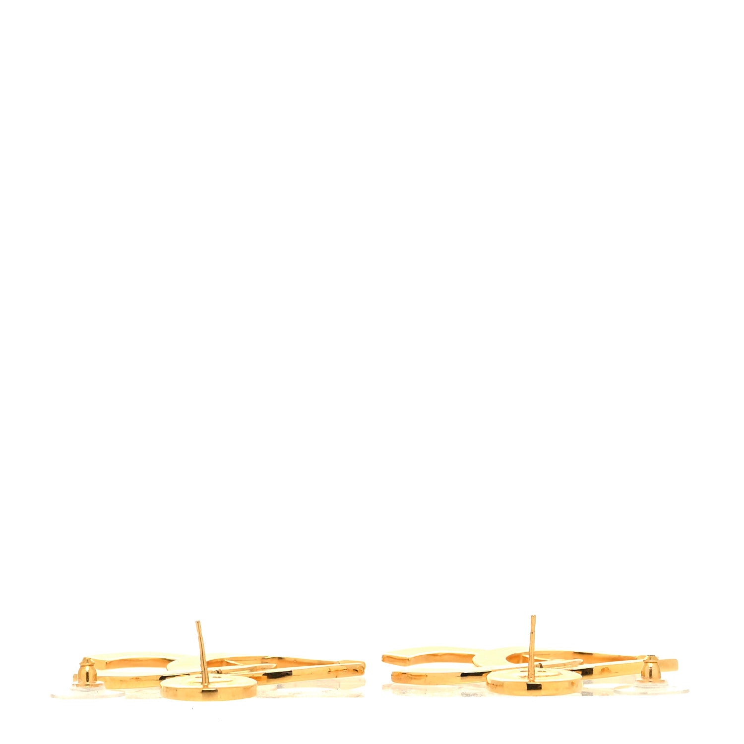 Chanel Metal Large Paris Button Earrings Gold 3 of 4
