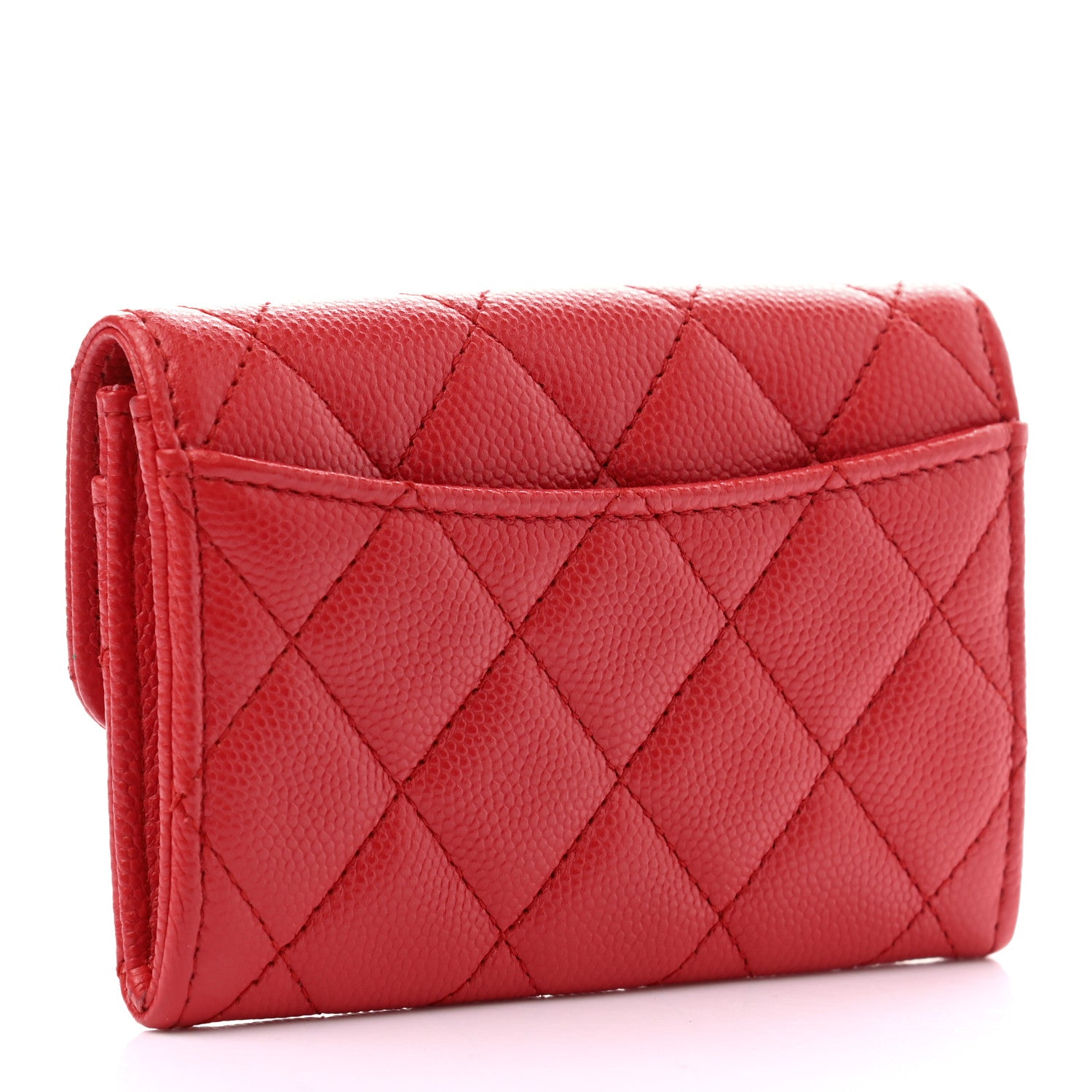 Chanel Caviar Quilted Flap Card Holder Wallet Red 3 of 8