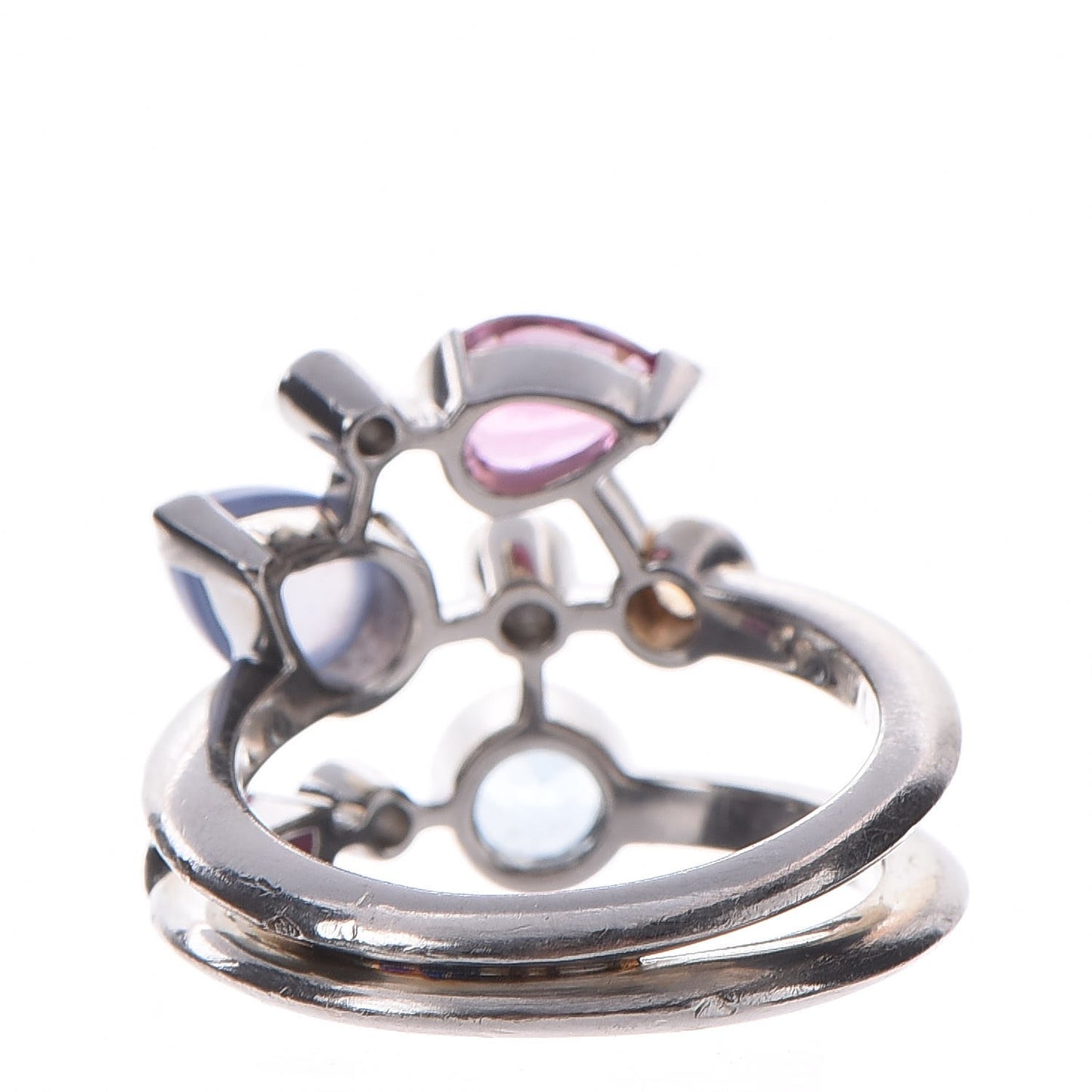 Platinum Diamond Chalcedony Tourmaline Citrine Aquamarine Meli Melo Ring 56 7.5