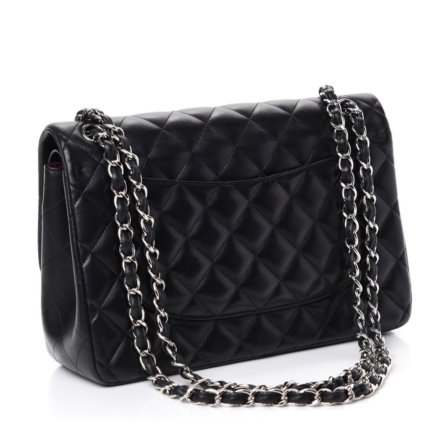 Lambskin Quilted Jumbo Double Flap Black