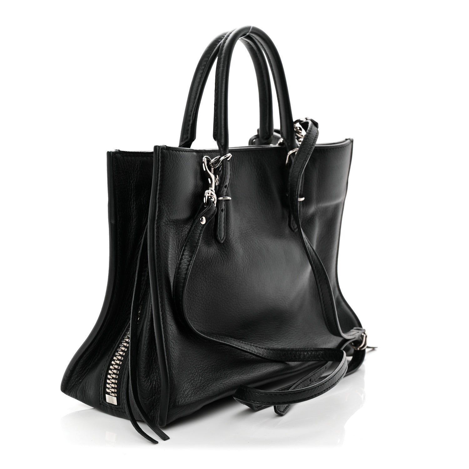Balenciaga Grained Calfskin Papier Mini A4 Zip Around Tote Black 4 of 11