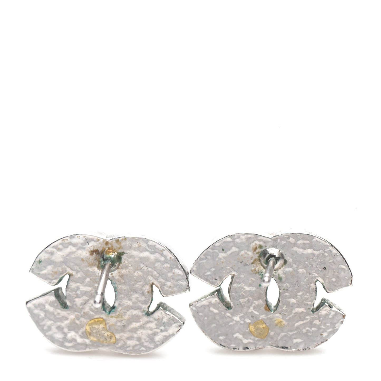 Crystal Baguette CC Earrings Silver