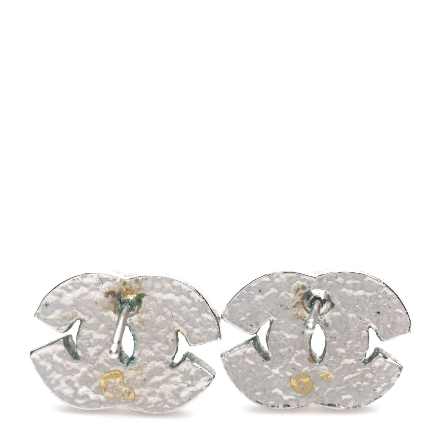 Chanel Crystal Baguette CC Earrings Silver 4 of 4
