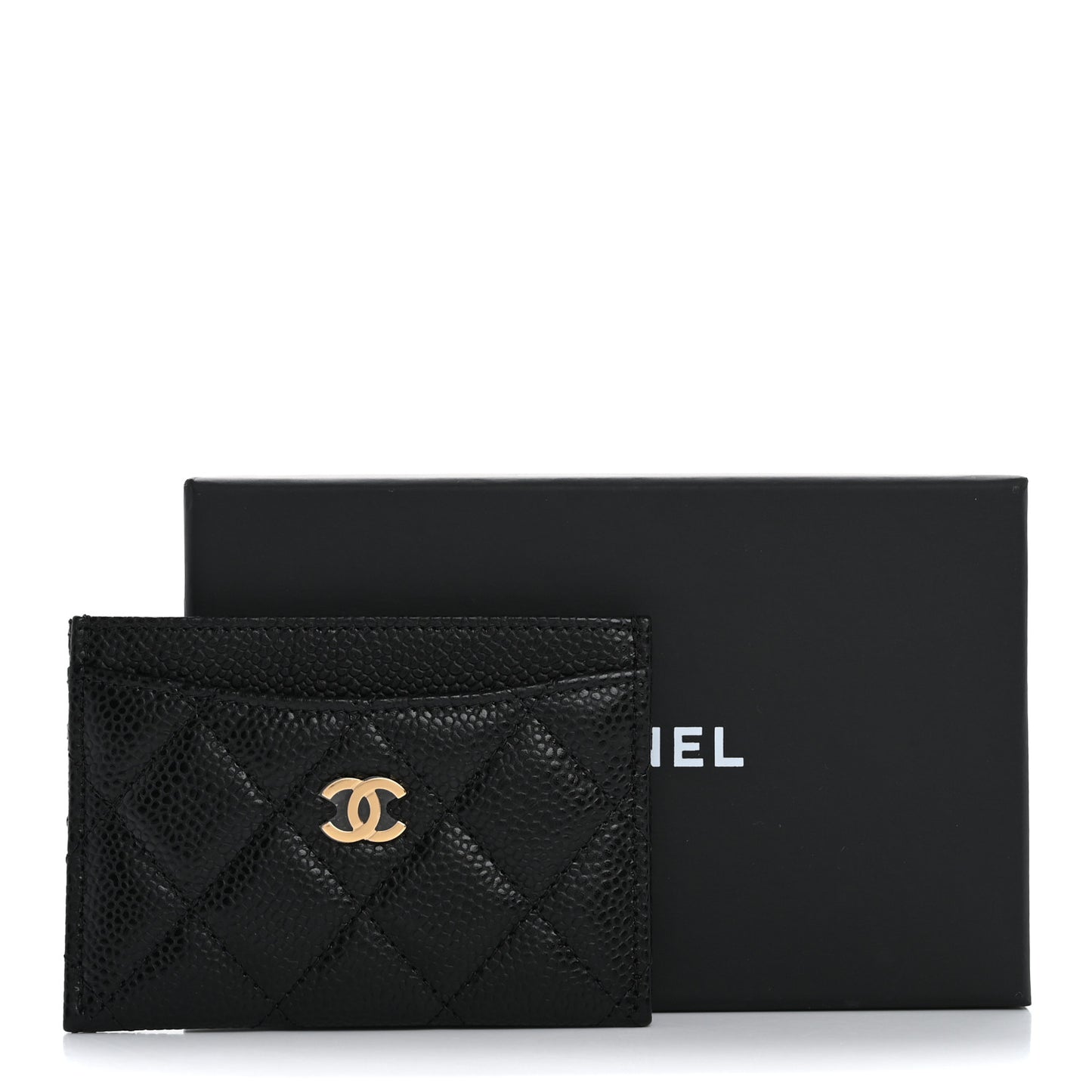 Caviar Quilted Card Holder Black