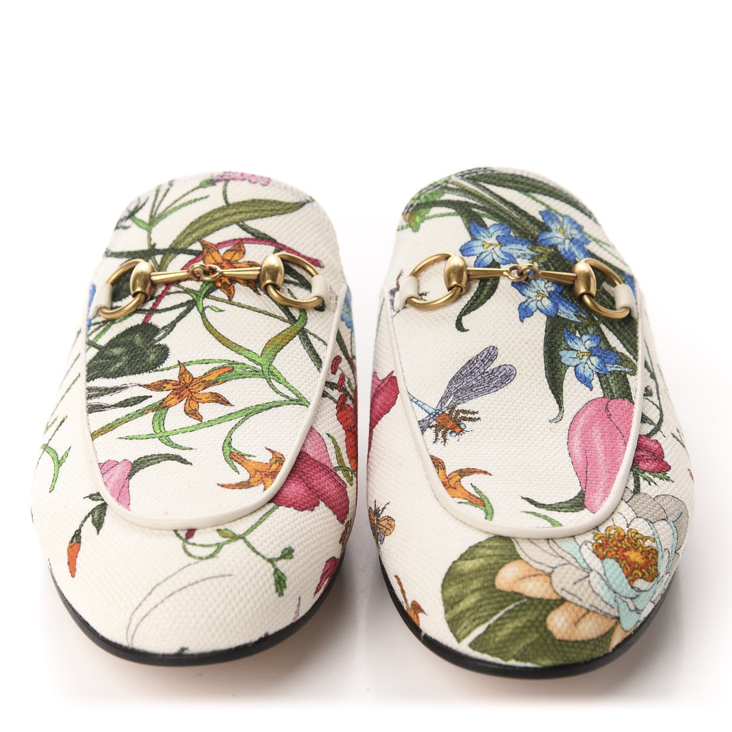 Gucci Canvas Flora Womens Princetown Slippers 36.5 White Multicolor 2 of 10