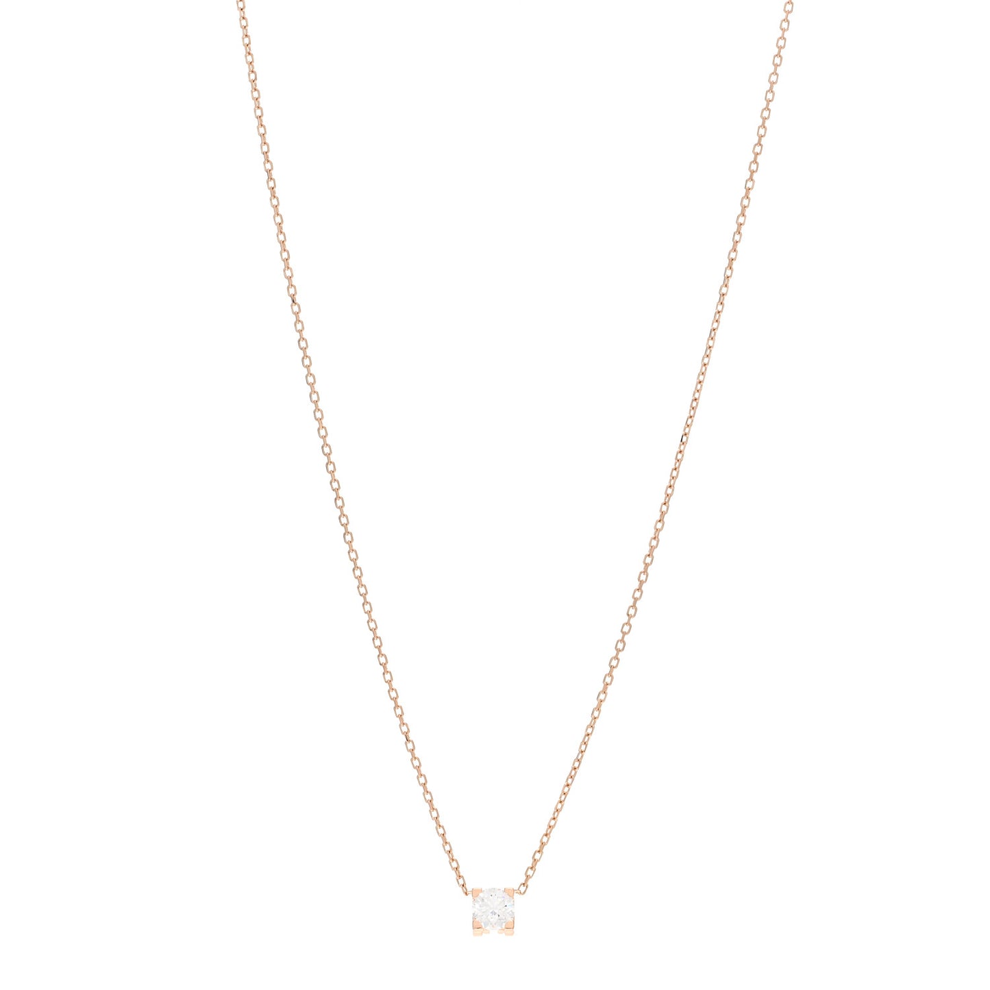 18K Pink Gold Diamond .34ct C De Cartier Pendant Necklace