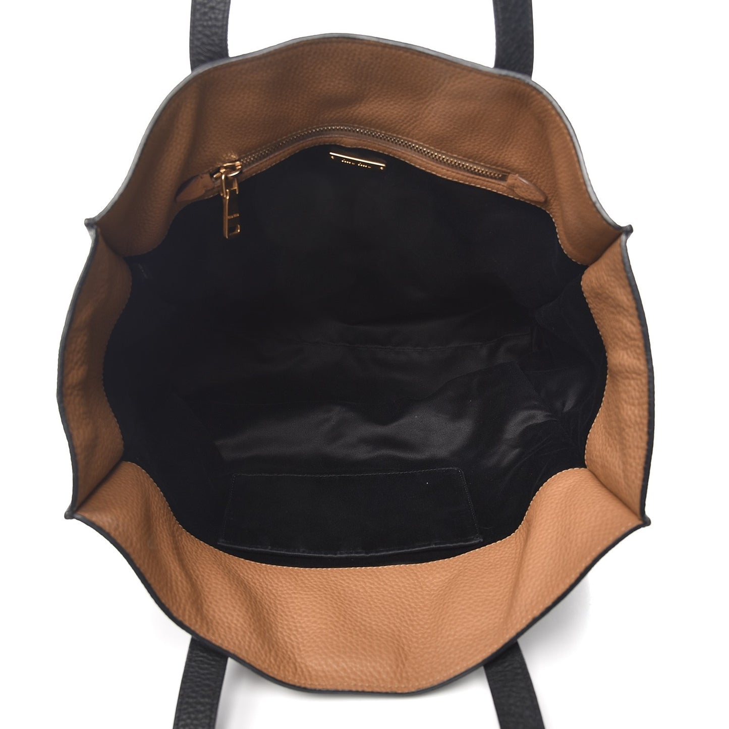 Vitello Daino Tote Nero Black Caramel